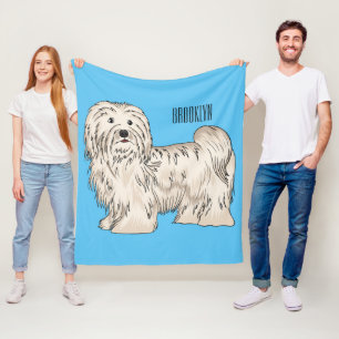 Havanese dog cartoon illustration fleece blanket