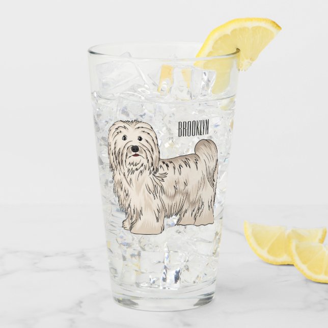 Havanese dog cartoon illustration glass (Back Ice)