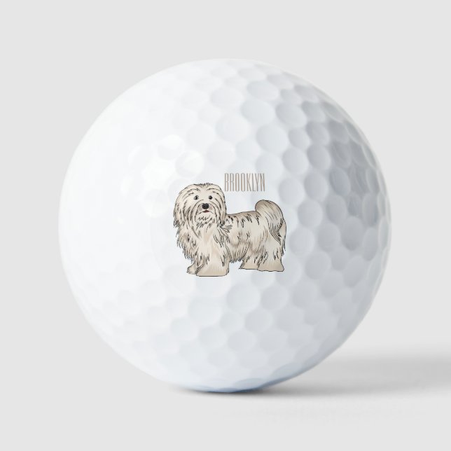 Havanese dog cartoon illustration golf balls (Front)