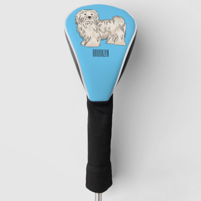 Havanese dog cartoon illustration golf head cover (Front)