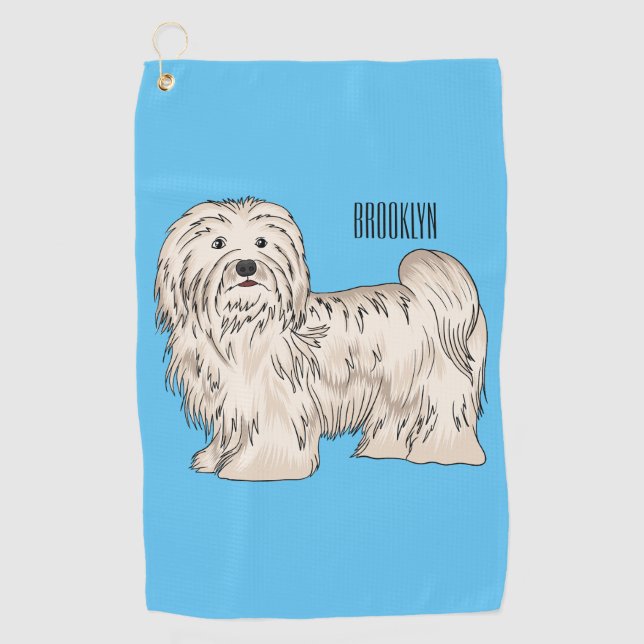 Havanese dog cartoon illustration golf towel (Front)