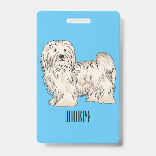 Havanese dog cartoon illustration ID badge