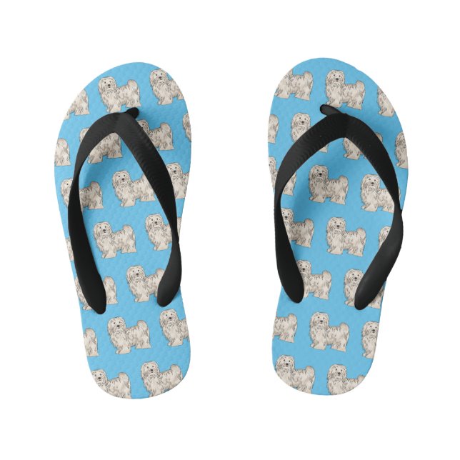 Havanese dog cartoon illustration kid's flip flops (Footbed)