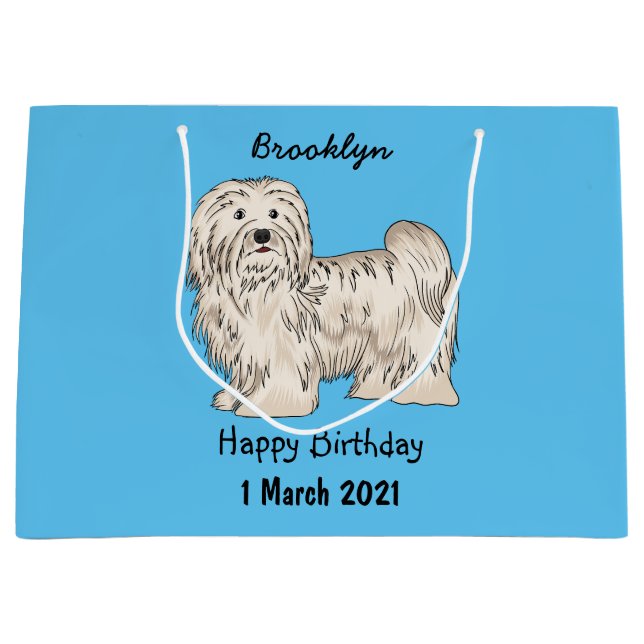 Havanese dog cartoon illustration large gift bag (Front)