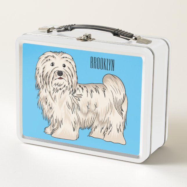 Havanese dog cartoon illustration metal lunch box (Front)