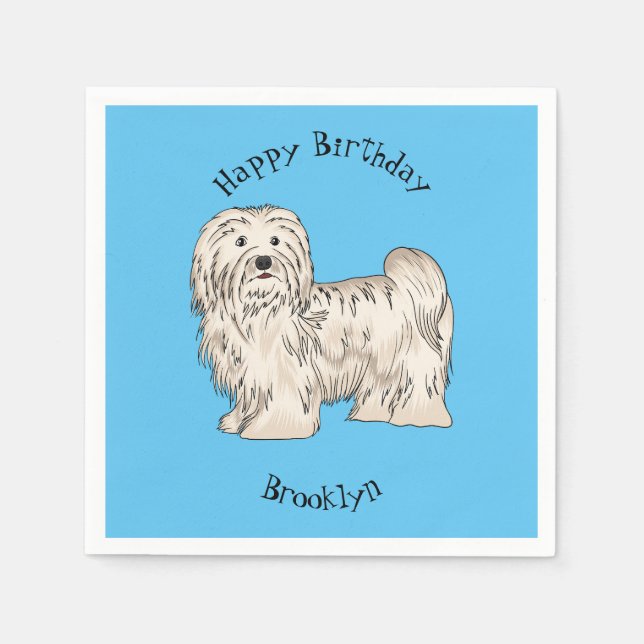 Havanese dog cartoon illustration napkin (Front)
