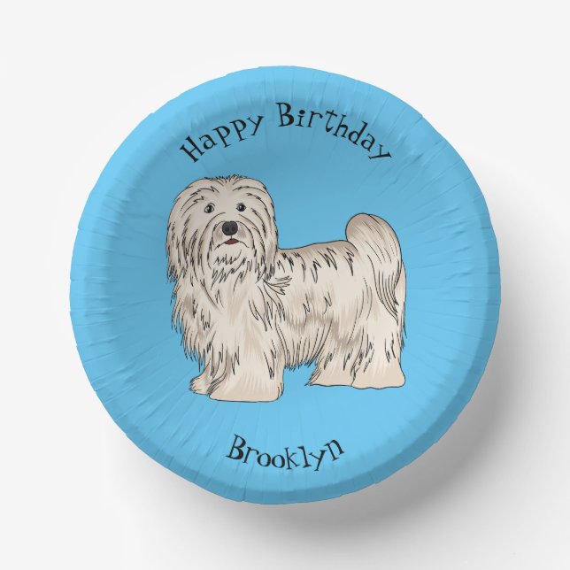 Havanese dog cartoon illustration paper plate (Front)