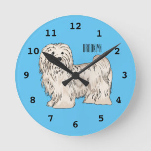 Havanese dog cartoon illustration round clock