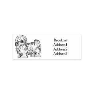 Havanese dog cartoon illustration rubber stamp