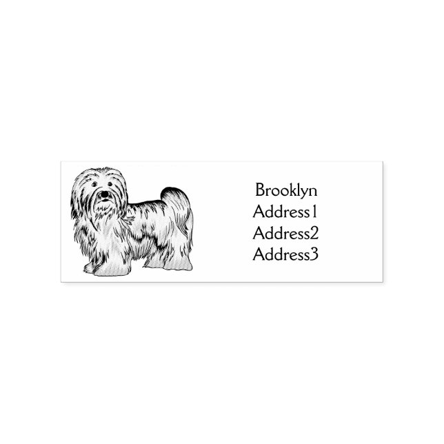 Havanese dog cartoon illustration rubber stamp (Imprint)