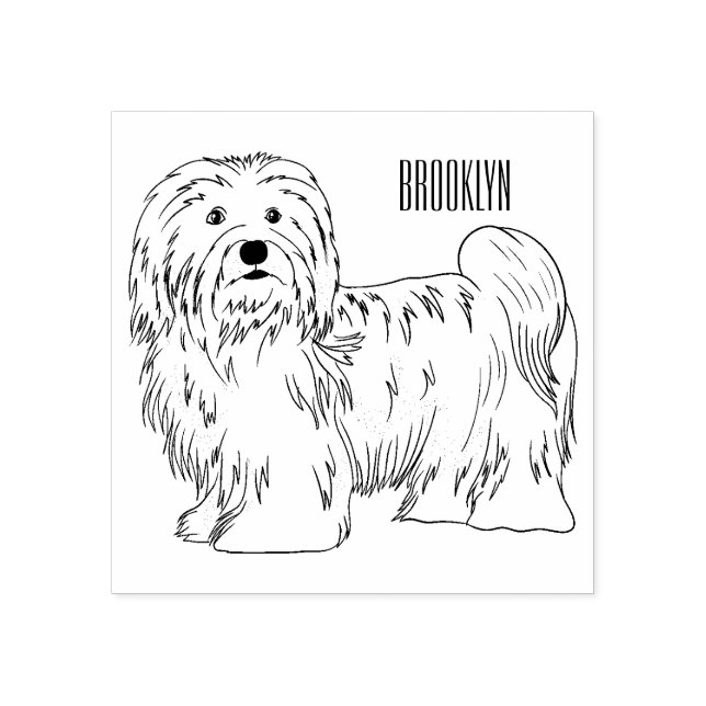 Havanese dog cartoon illustration rubber stamp (Imprint)