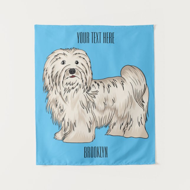 Havanese dog cartoon illustration tapestry (Front)