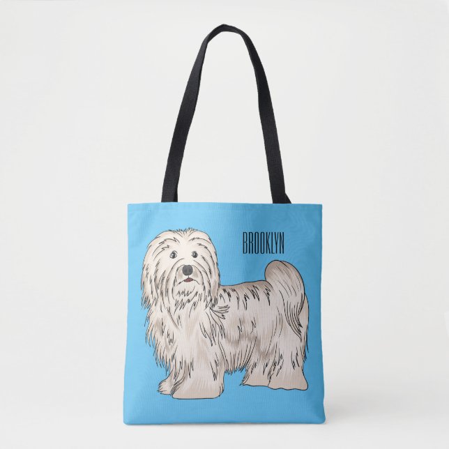 Havanese dog cartoon illustration tote bag (Front)