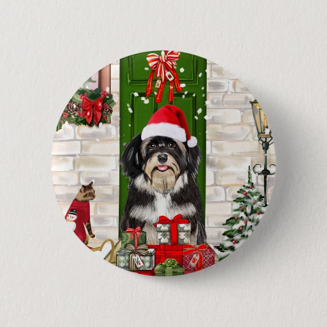 Havanese Dog Christmas   6 Cm Round Badge (Front)