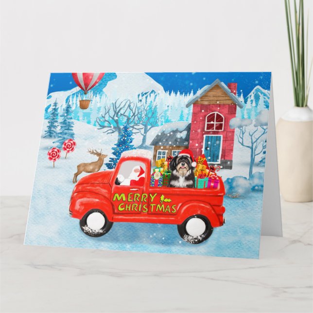 Havanese Dog Christmas Delivery Truck Snow  Card (Front)
