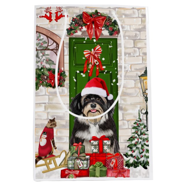 Havanese Dog Christmas   Medium Gift Bag (Front)