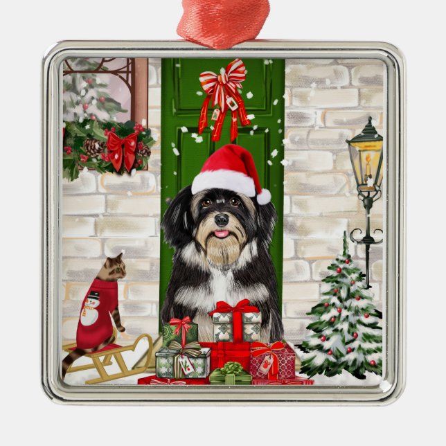 Havanese Dog Christmas   Metal Tree Decoration (Front)