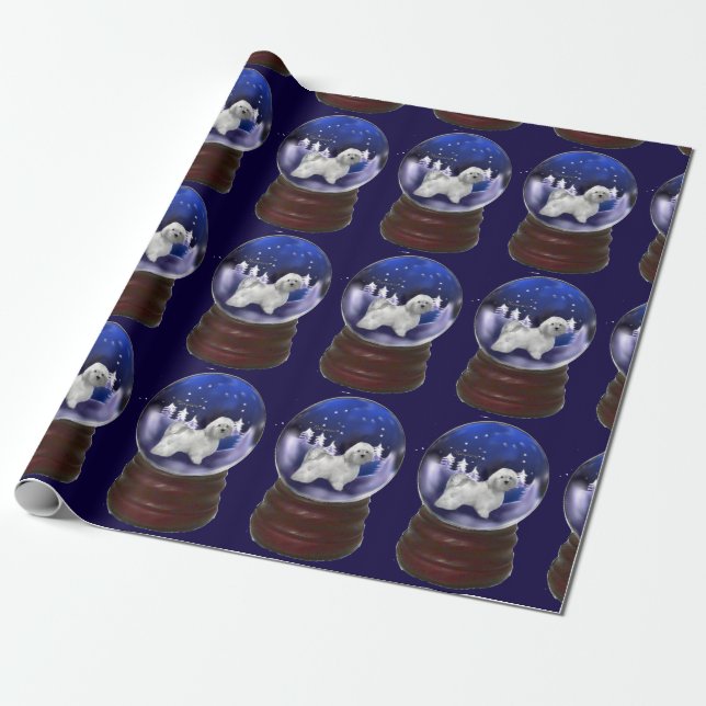 Havanese Dog Christmas Wrapping Paper (Unrolled)
