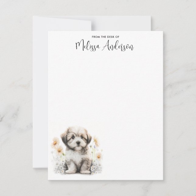 Havanese Dog Cute Puppy Personalised Watercolor Card (Front)