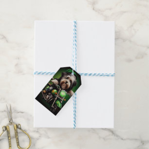 Havanese Dog Driving Bike St. Patrick's Day Gift Tags