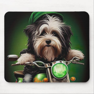 Havanese Dog Driving Bike St. Patrick's Day Mouse Mat