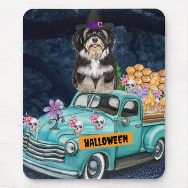 Havanese Dog Halloween Truck Scary Night  Mouse Mat (Front)