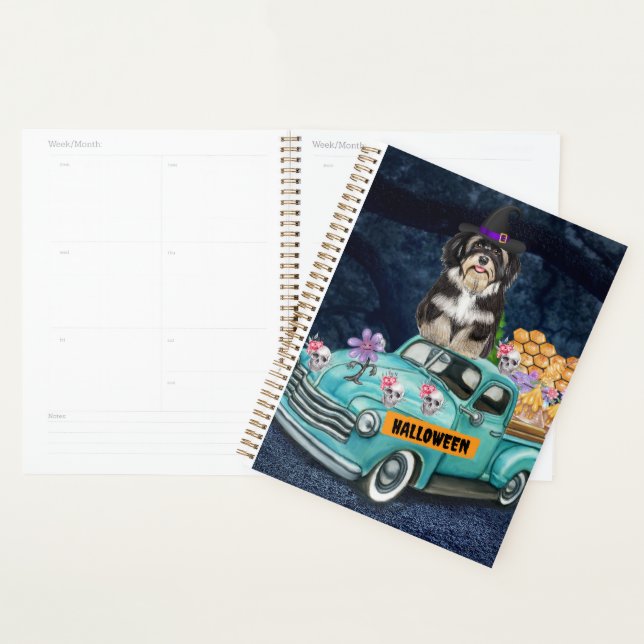 Havanese Dog Halloween Truck Scary Night  Planner (Display)