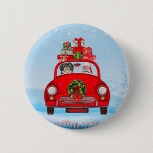 Havanese Dog In Car With Santa Claus  6 Cm Round Badge