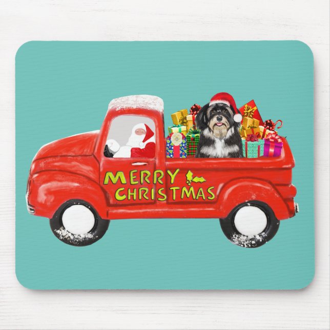 Havanese Dog in Christmas Delivery Truck Mouse Mat (Front)