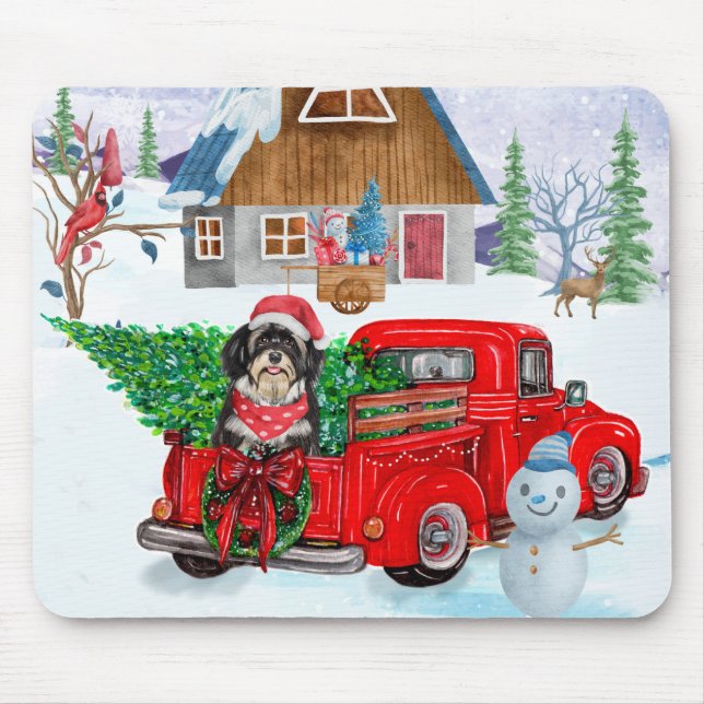 Havanese Dog In Christmas Delivery Truck Snow  Mouse Mat (Front)