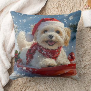 Havanese Dog in Sledge Let it Snow Christmas Cushion