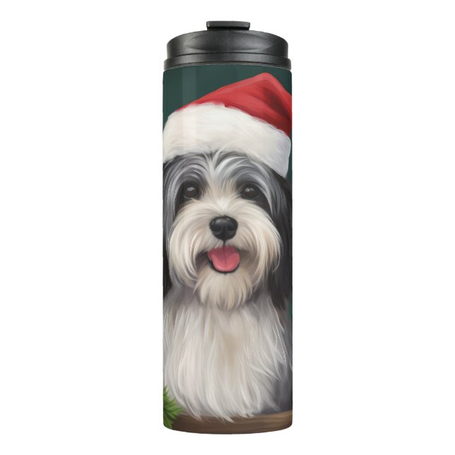 Havanese Dog in Snow Christmas Thermal Tumbler (Front)