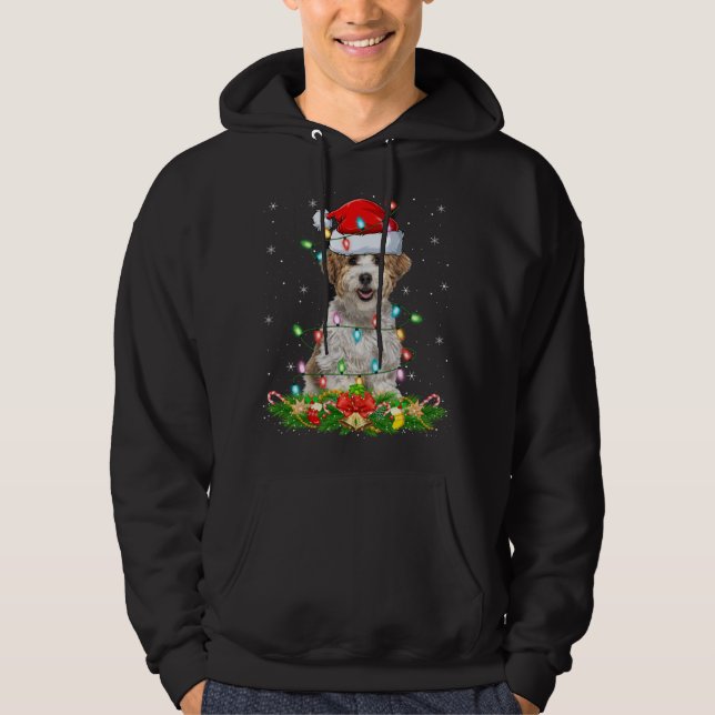 Havanese Dog Lover Lighting Xmas Santa Havanese Ch Hoodie (Front)