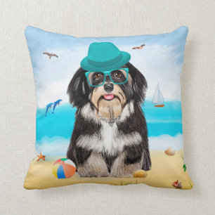 Havanese Dog on Beach Cushion
