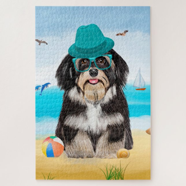 Havanese Dog on Beach Jigsaw Puzzle (Vertical)