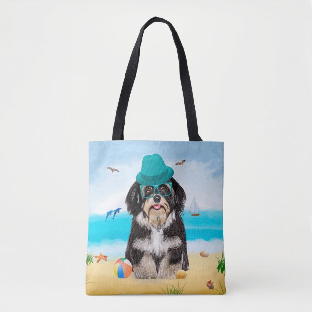 Havanese Dog on Beach Tote Bag (Front)