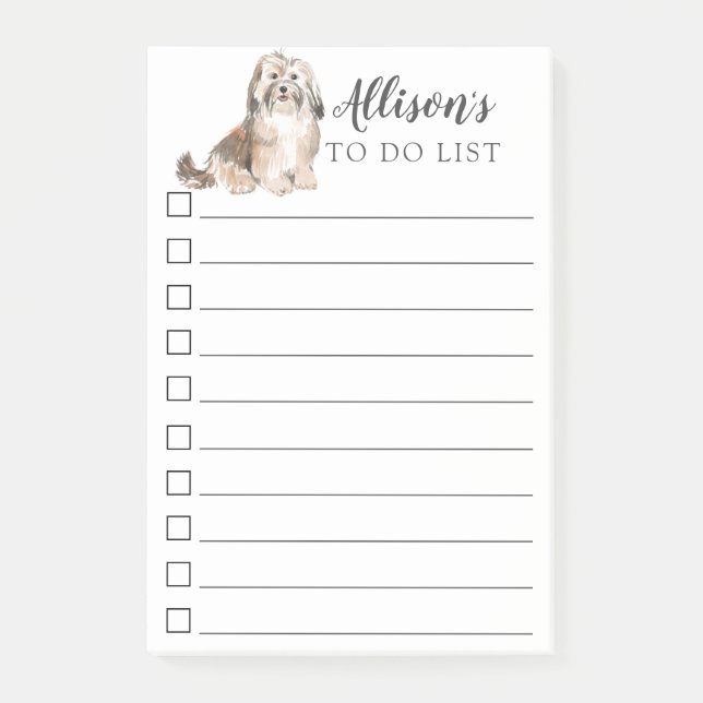 Havanese Dog Personalised To Do List Post-it Notes (Front)