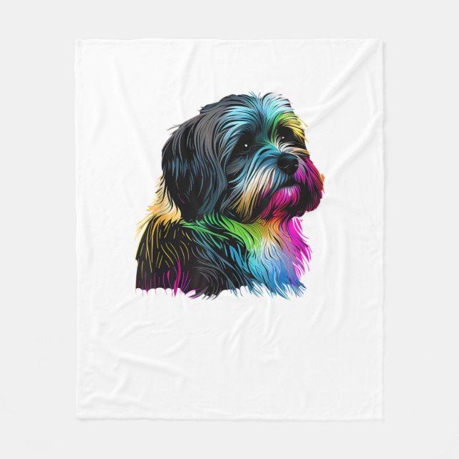 Havanese Dog Pop Art Design Havanese Lovers  Fleece Blanket (Front)