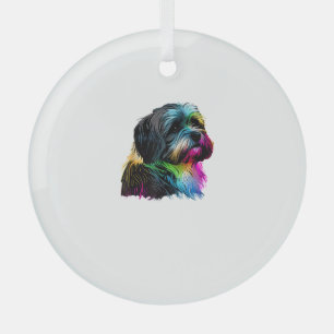 Havanese Dog Pop Art Design Havanese Lovers  Glass Tree Decoration