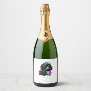 Havanese Dog Pop Art Design Havanese Lovers Sparkling Wine Label