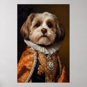 Havanese Dog Portrait Print, Renaissance Pet Art Poster