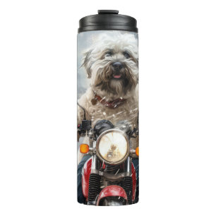Havanese Dog Riding Motorcycle Christmas Thermal Tumbler