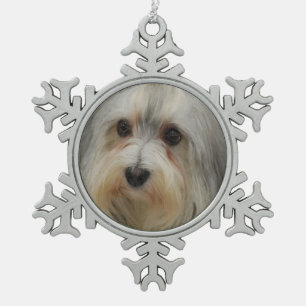 Havanese Dog Snowflake Pewter Christmas Ornament