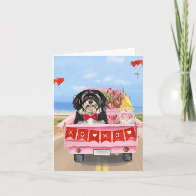 Havanese Dog Valentine's Day Truck  Card (Front)