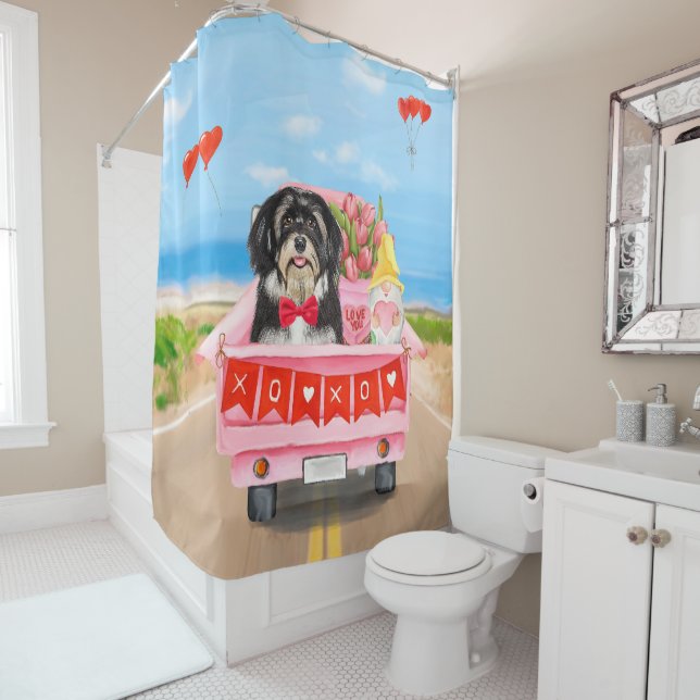 Havanese Dog Valentine's Day Truck Shower Curtain (In Situ)