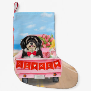 Havanese Dog Valentine's Day Truck Small Christmas Stocking