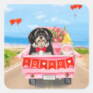 Havanese Dog Valentine's Day Truck Square Sticker