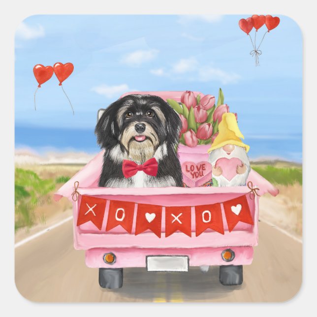 Havanese Dog Valentine's Day Truck Square Sticker (Front)
