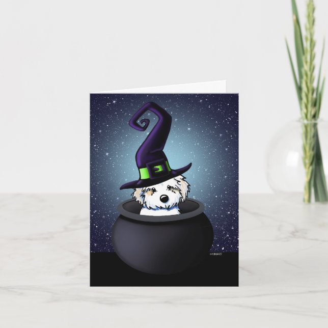 Havanese Dog Witch KiniArt Halloween Card (Front)