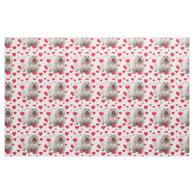 Havanese Dog With Hearts Fabric (Fat Quarter)